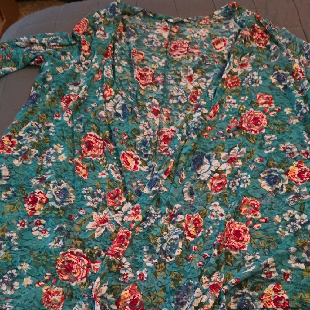Floral Teal Women's Blouse